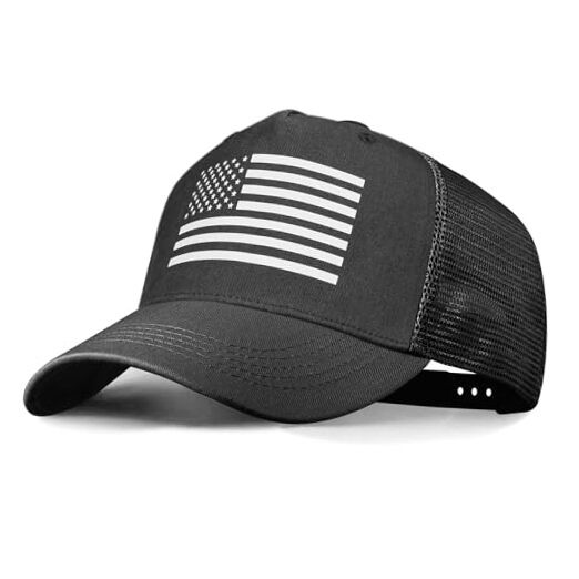 American Flag Trucker Hat - Snapback Fitted Cap for Medium-Large Black/White