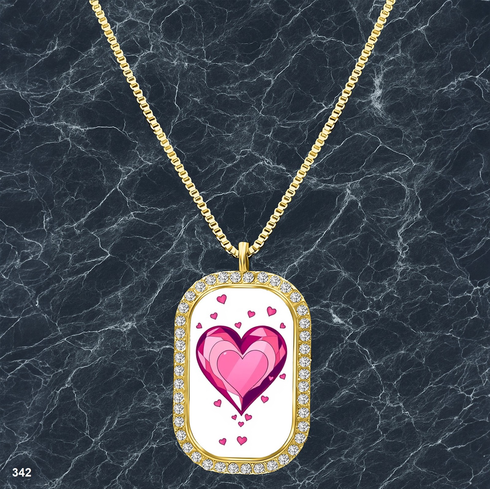 New Colorful Hearts Pendant Necklace Printed Design Trendy Gold Tone Gold