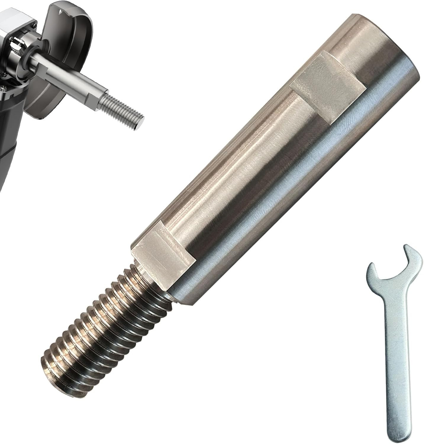 Neeki 4-1/2" Stainless Angle Grinder Arbor Extension Shaft, 5/8"-11 Thread Arbor