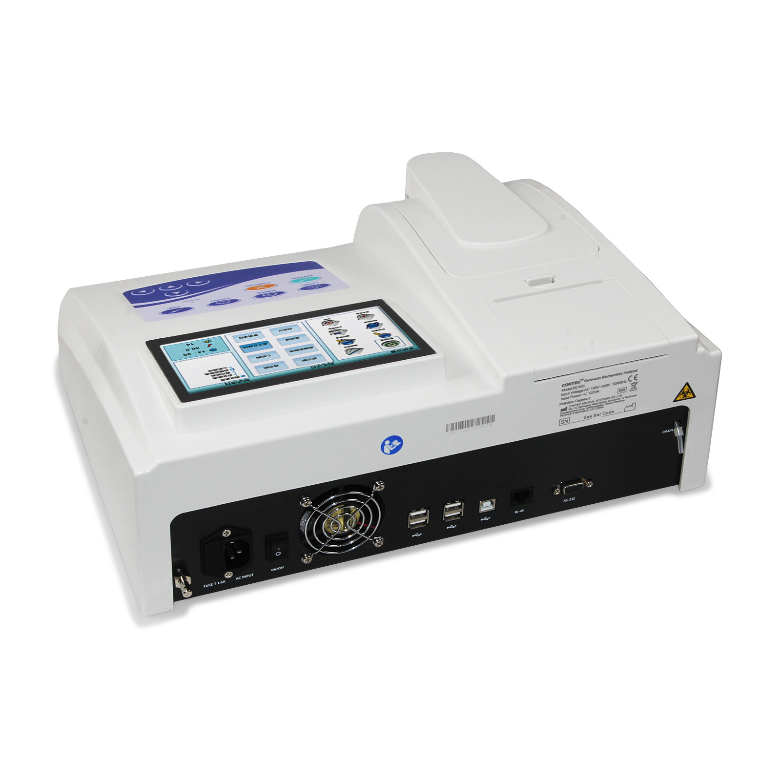 Semi-auto Biochemistry Analyzer analyzing blood touch screen alarm ,NEW