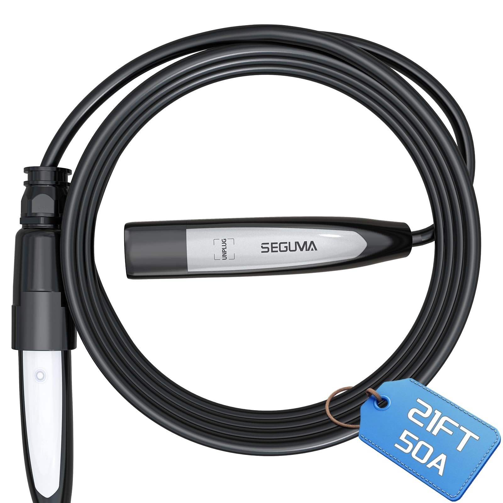 SEGUMA EV Charger Extension Cable for Tesla, Up to 50A 21FT 240V 12KW NACS Ex...