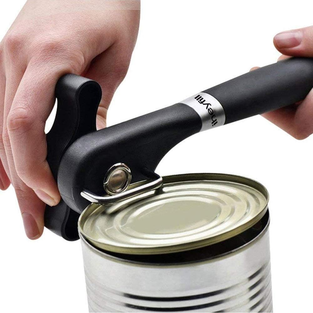 Safety Can Opener Smooth Edge Side Cut Stainless Steel Easy Turn Black
