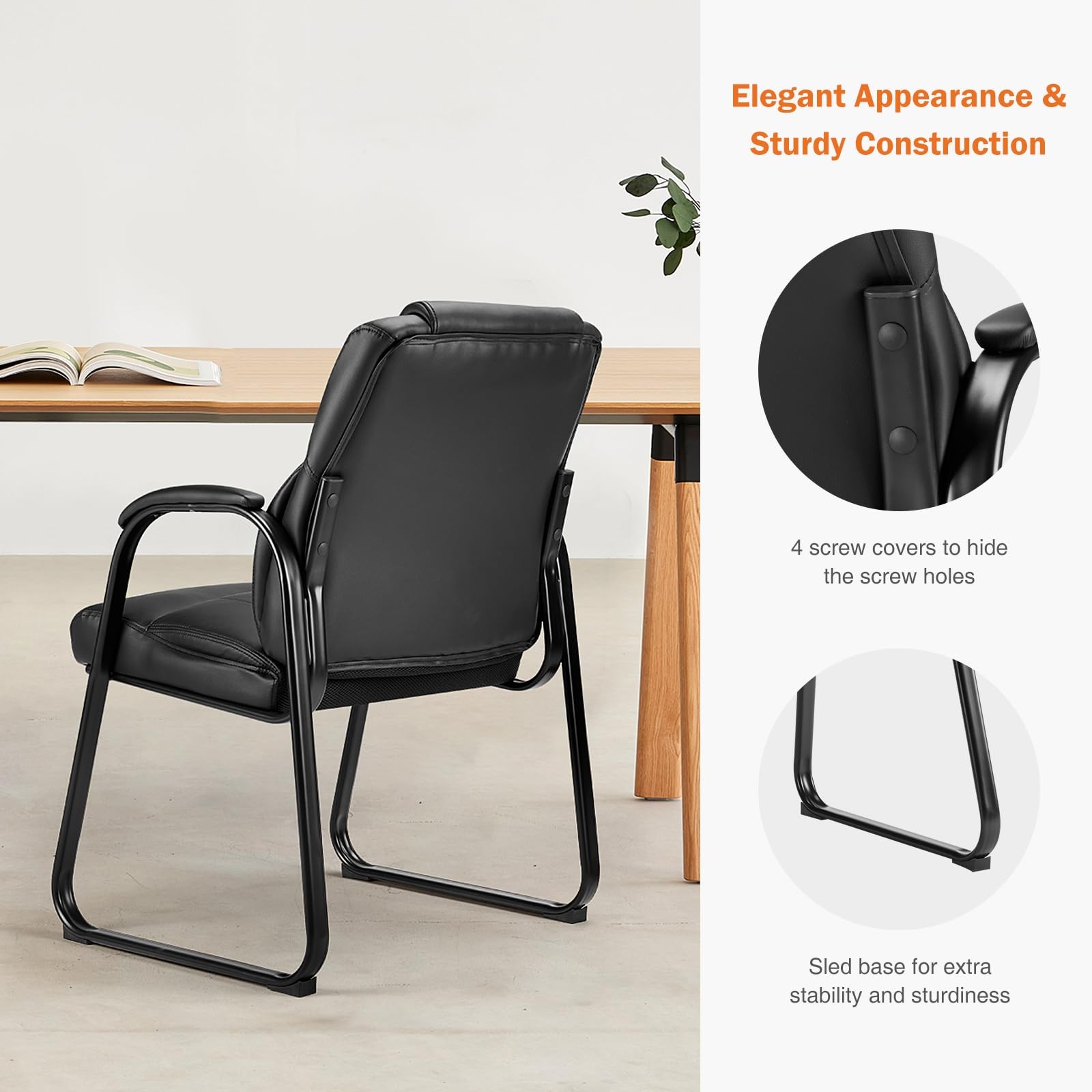Waiting Room Guest Chair Set of 2, Stationary Office Reception Chairs No Whee...