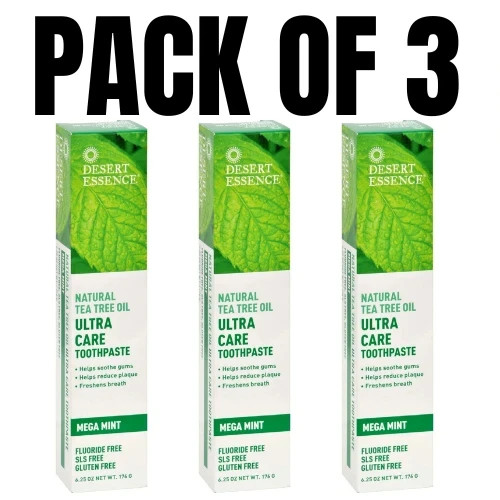 Desert Essence Toothpaste – Tea Tree Ultra Care Mint – 6.25 oz – Pack of 3