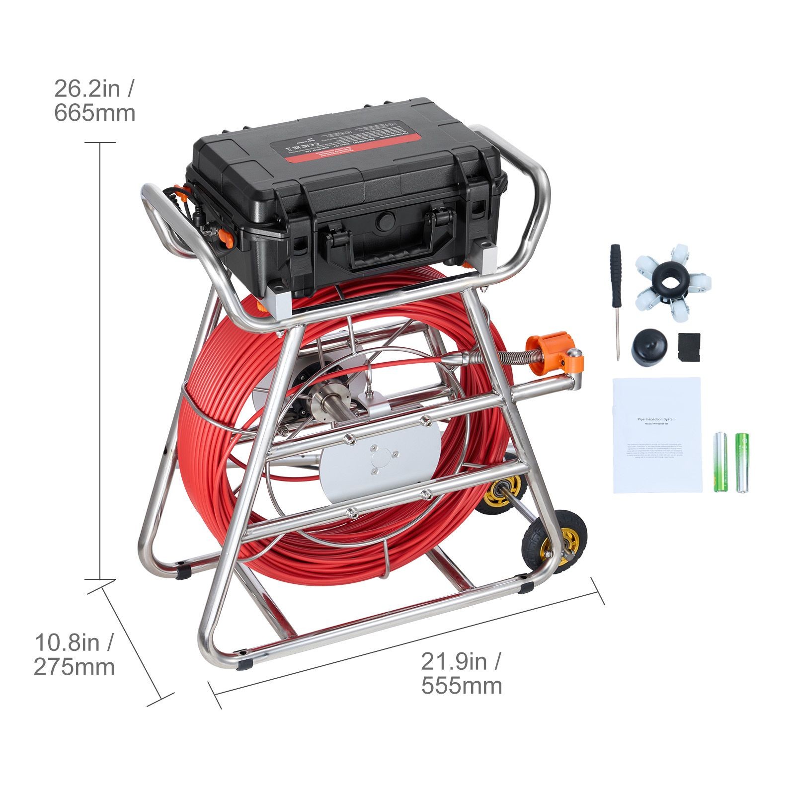 Sewer Camera 328ft 10.1 inch Touchscreen, Self Leveling IP68 Drain Inspection
