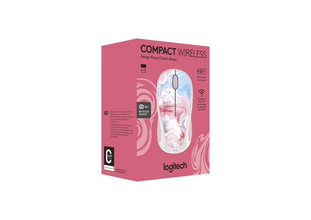 Compact Wireless Mouse 2.4 GHz W/ USB Unifying Receiver Optical Tracking Blue