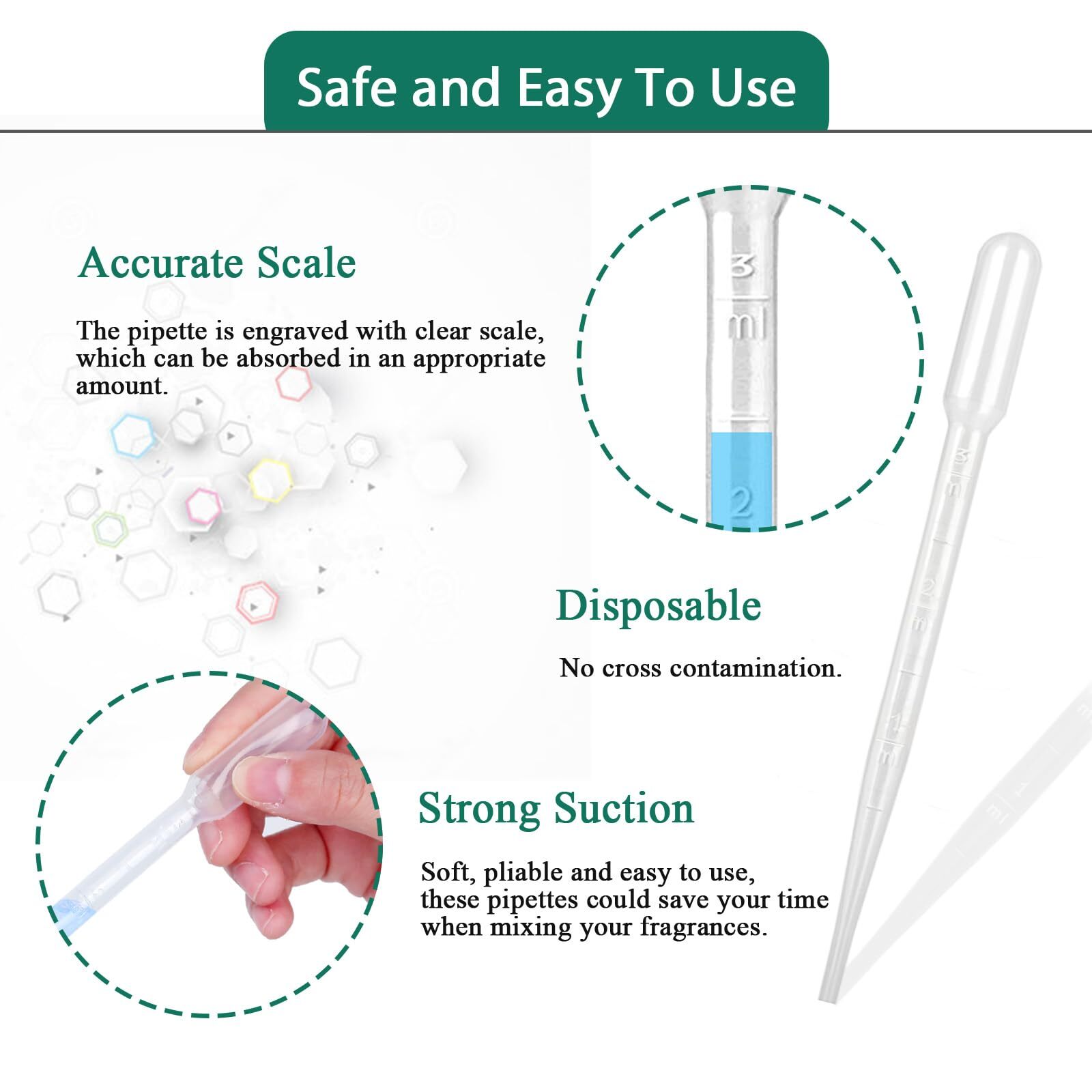 200 Pcs 3ml Disposable Plastic Transfer Pipettes for Science Experiment Crafts