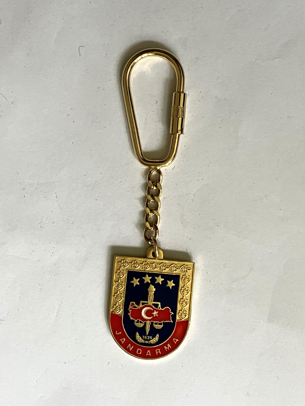 Turkey, Turkish Gendarmes commemorative keyring, 3cms wide