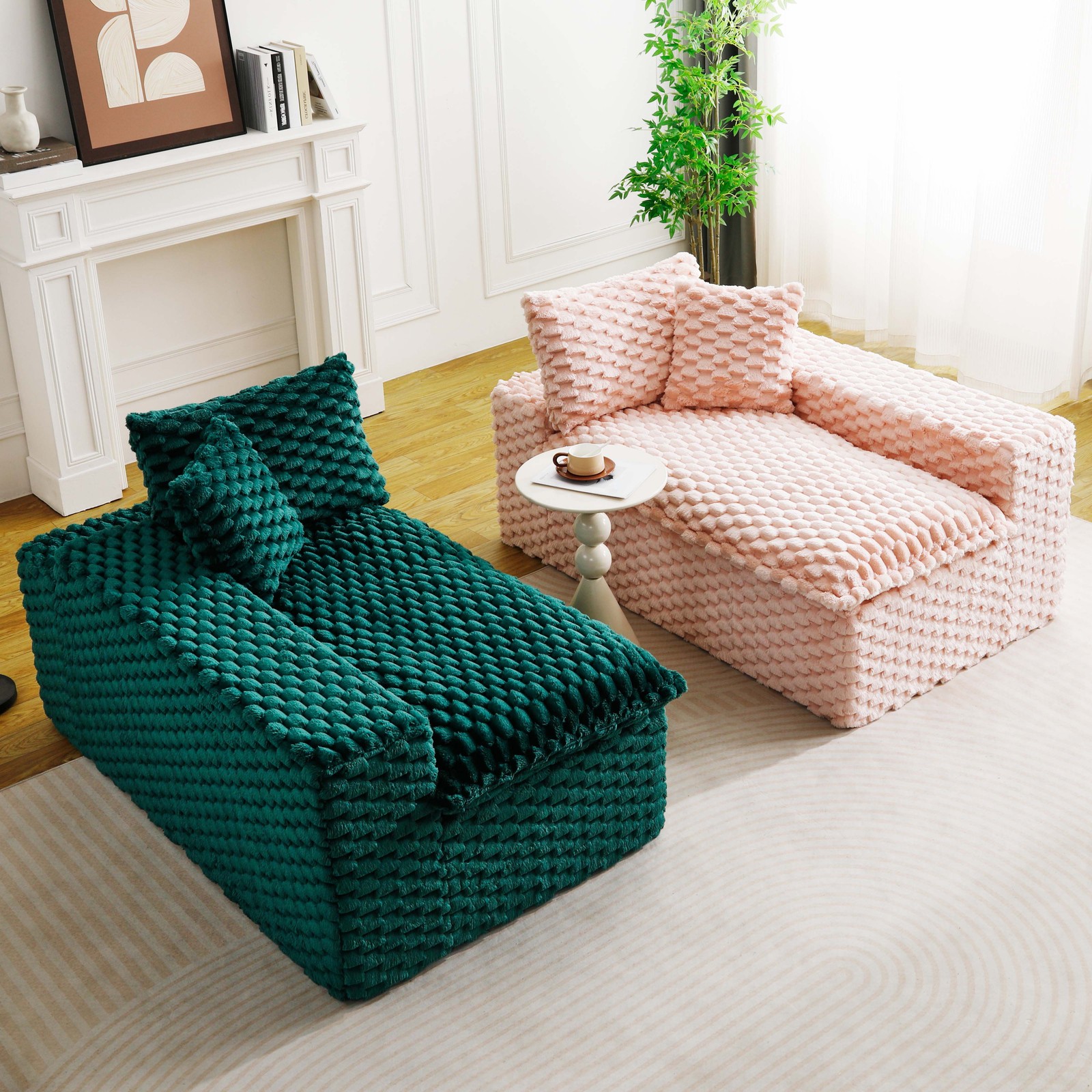 Luxury Color-Block Turtle Velvet Multifunctional Sofa - Arrangeable in Single