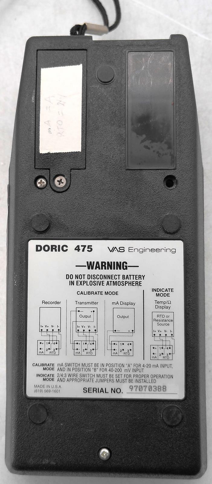 VAS INSTRUMENTS DORIC 475 RTD DIGITAL TEMPERATURE CALIBRATOR