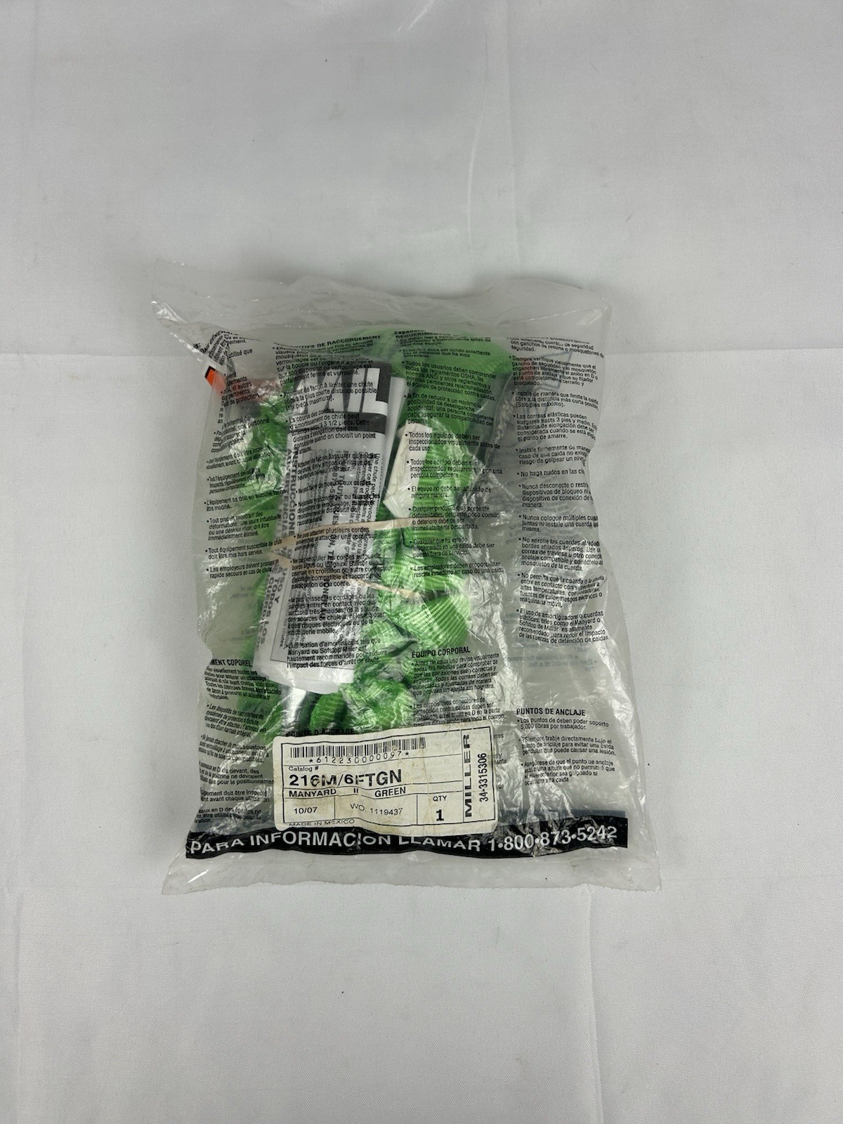 Miller 216M/6FTGN Manyard Lanyard ANSI 6FT