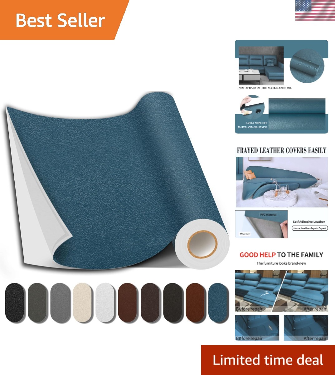 Large Self-Adhesive Leather Repair Patch, 17X79 Inch - Revitalize Your Furniture