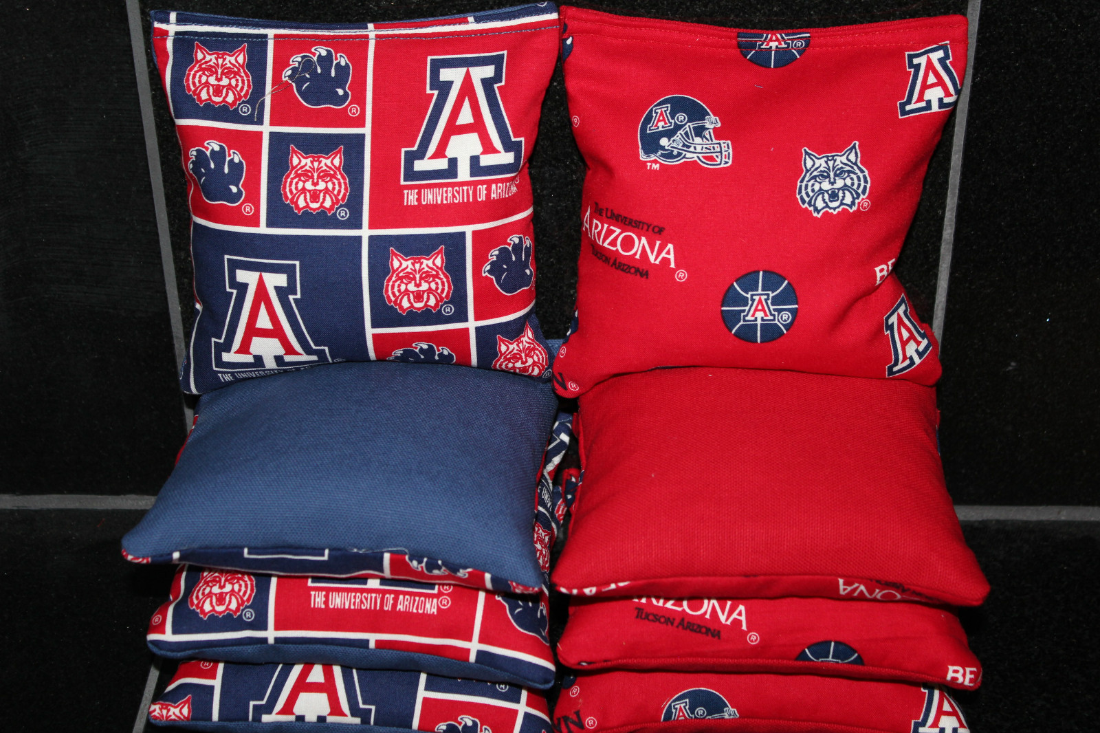 CORNHOLE BEANBAGS made w ARIZONA WILDCATS Fabric 8 ACA Reg Bags