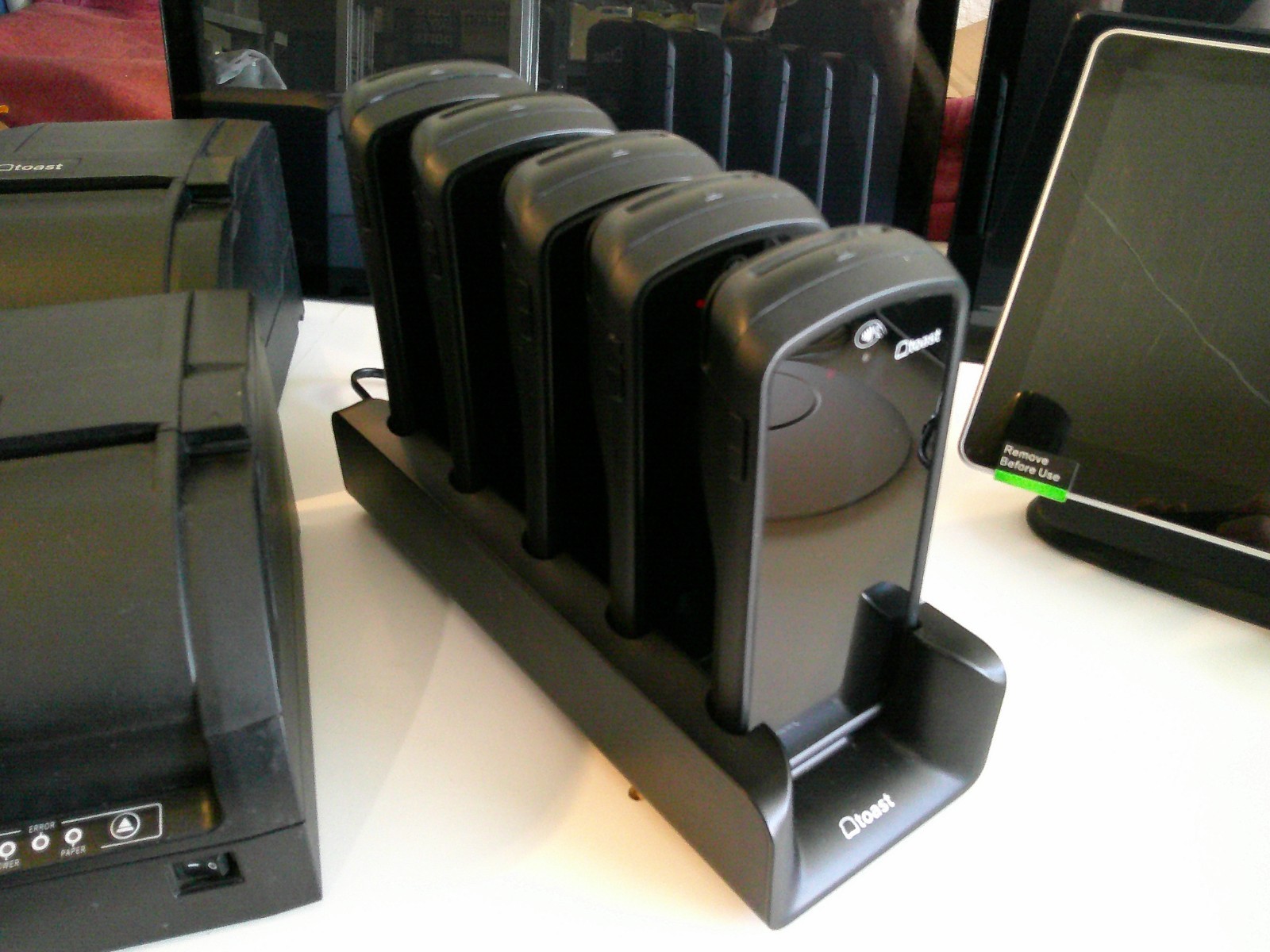 Toast Flex Restaurant System. POS, 5 Handheld Units, Printers, 22" Monitors