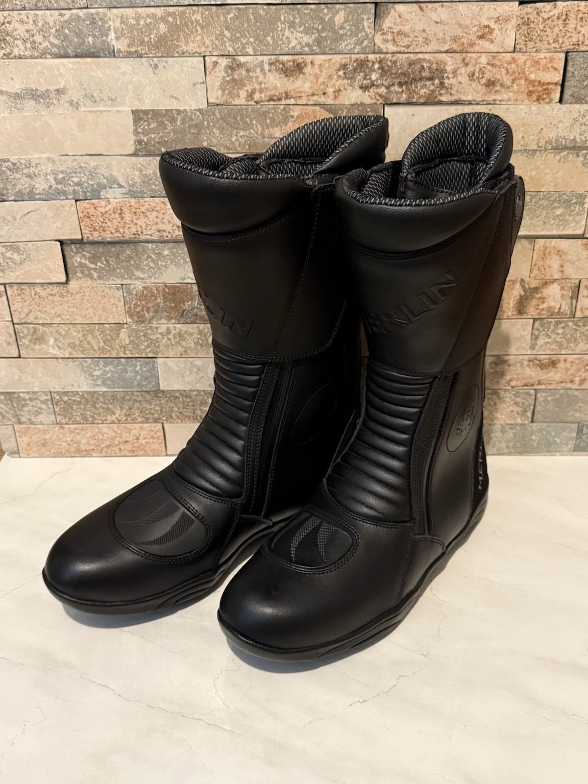Merlin Leather Motorcycle Boots Waterproof Black Size 9bMotorbike Biker Hipora