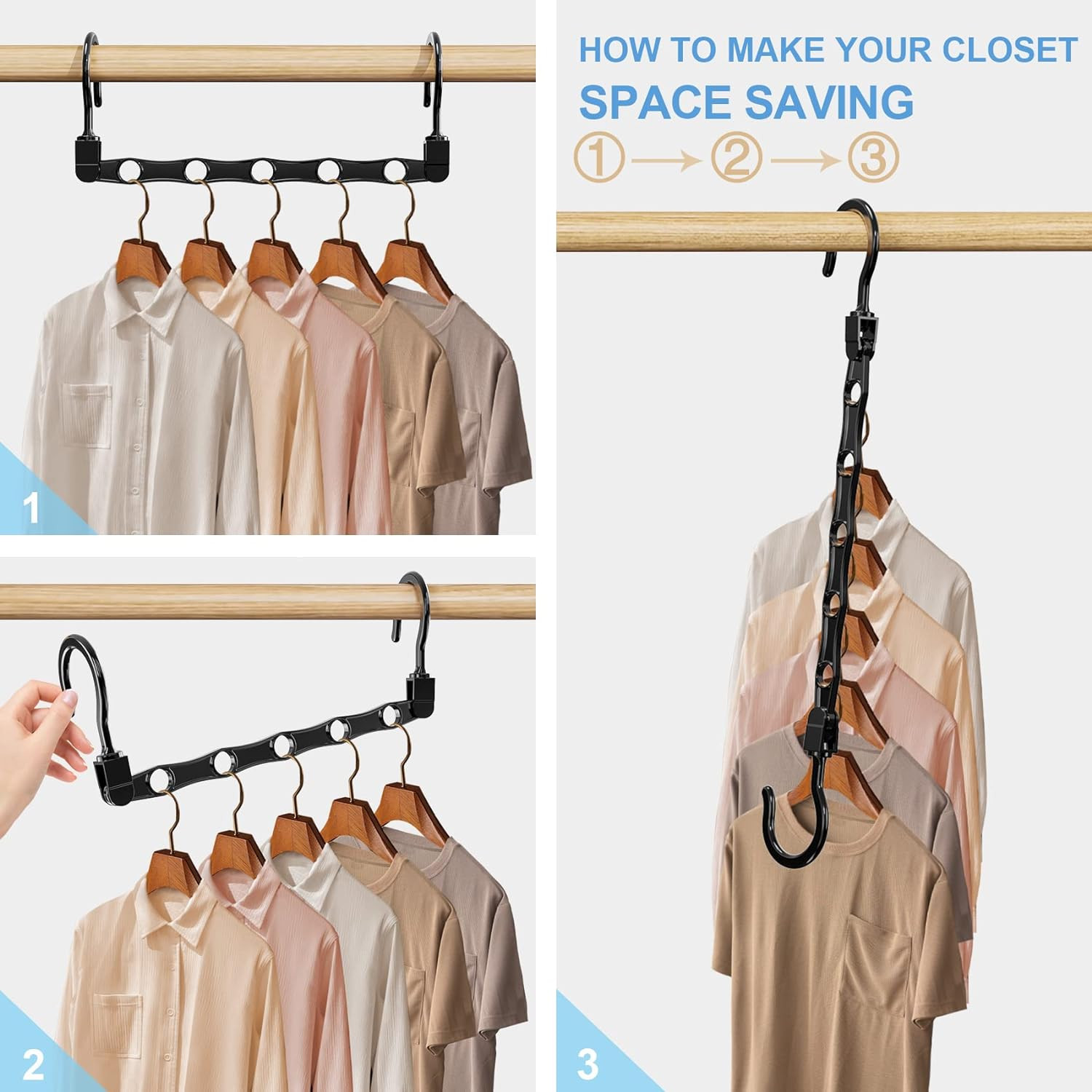 24 Pack Hangers Space Saving Magic Space Saver Storage Smart Plastic Clothes Han