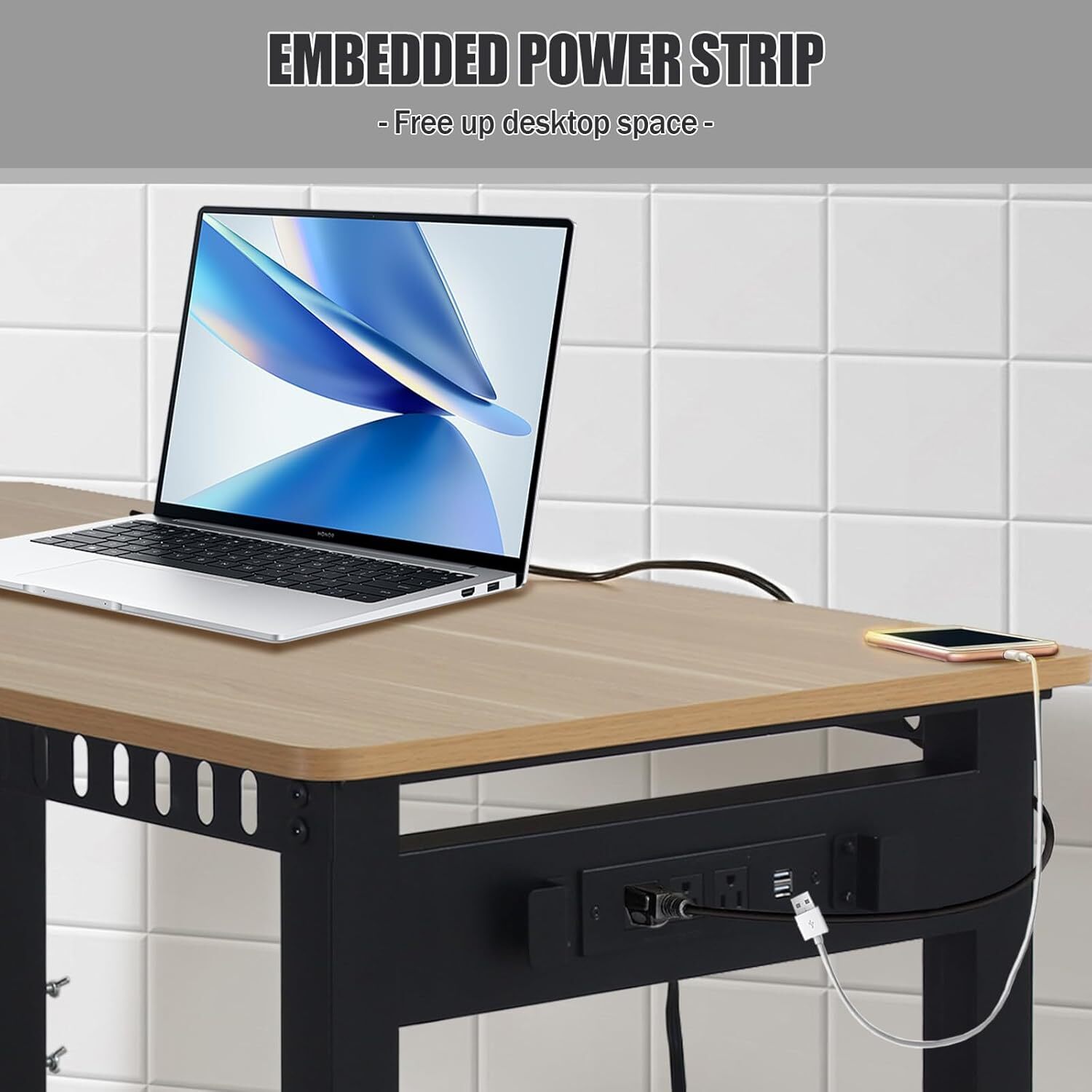Workbench Power Outlet 2000LBS Load Capacity 48 "Adjustable Workbench & Wheels