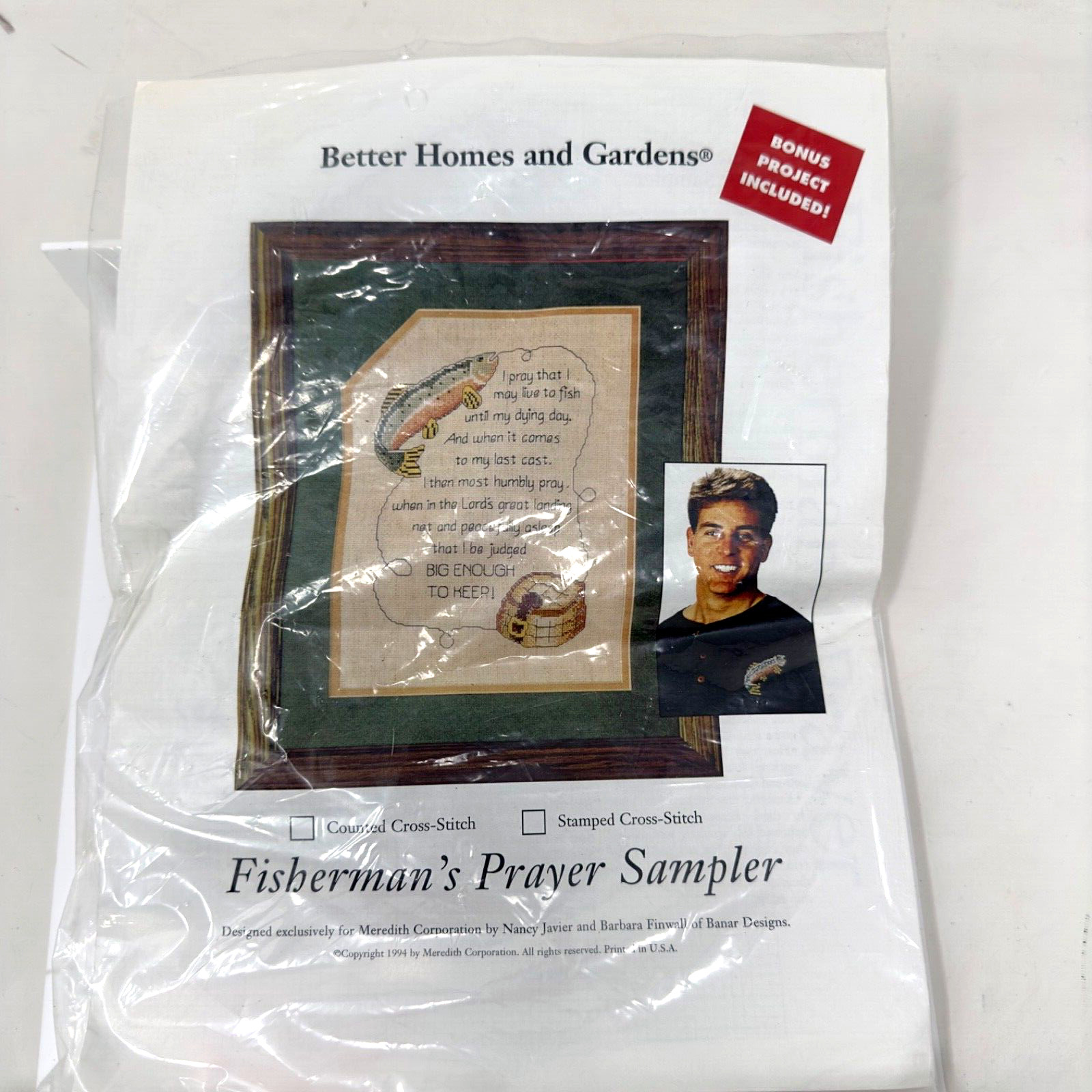 Vintage 1994 Better Homes & Gardens Cross Stitch Fisherman's Prayer Sampler