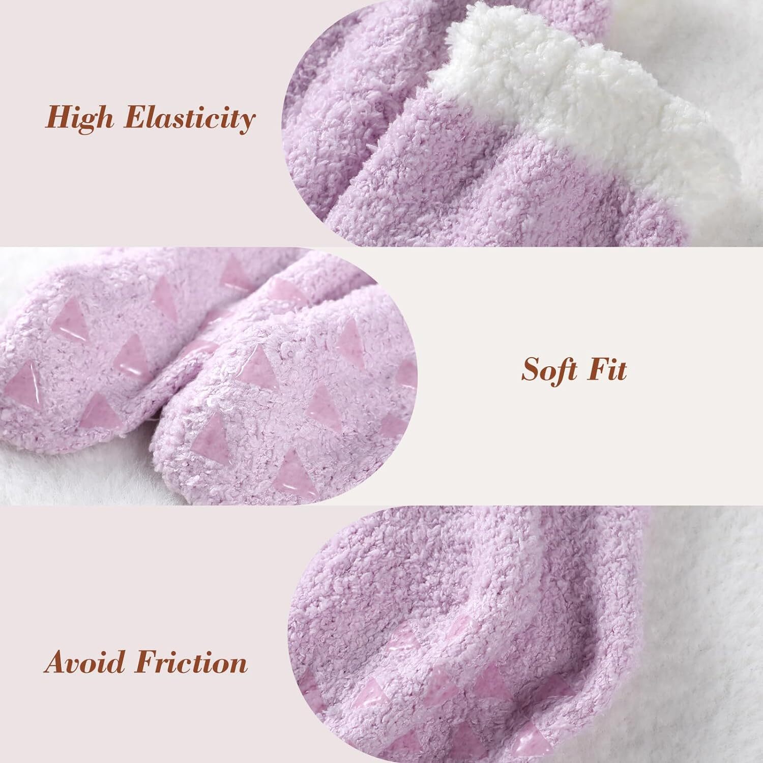 Trifabricy Fuzzy Socks - 5 Pairs Slipper A-5 Solid Color, 6-10