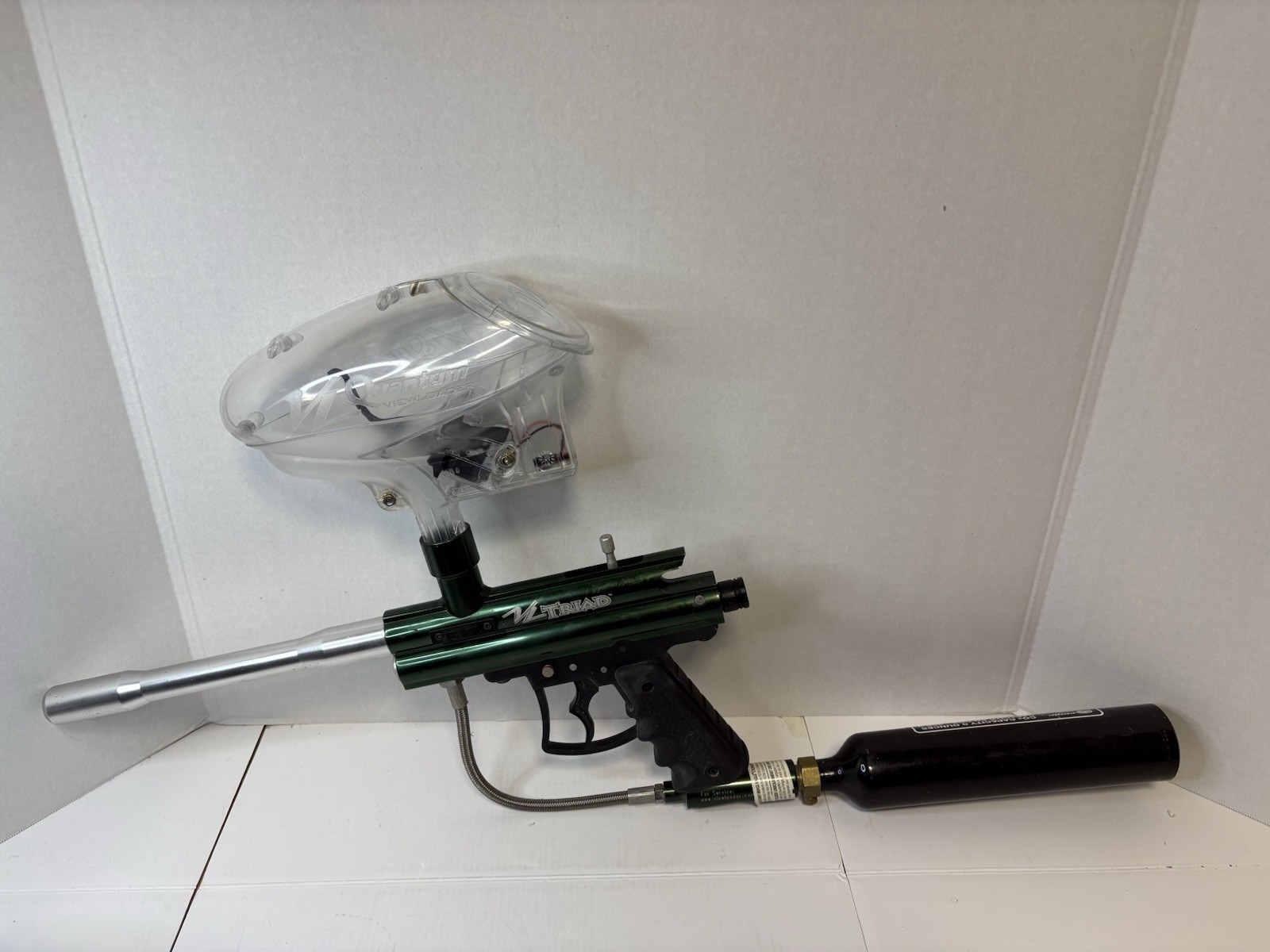 Paintball Gun Bundle, Viewloader VL Triad Marker Semi Auto, Helmet, Hopper, Pods