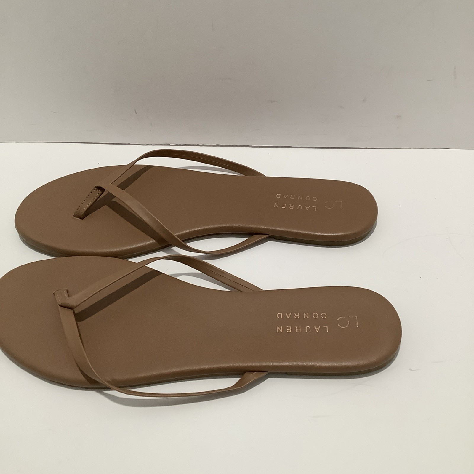 LAUREN CONRAD Women's Size 8M Cabana Tan Flat Thong Sandals Flip Flops, Exc