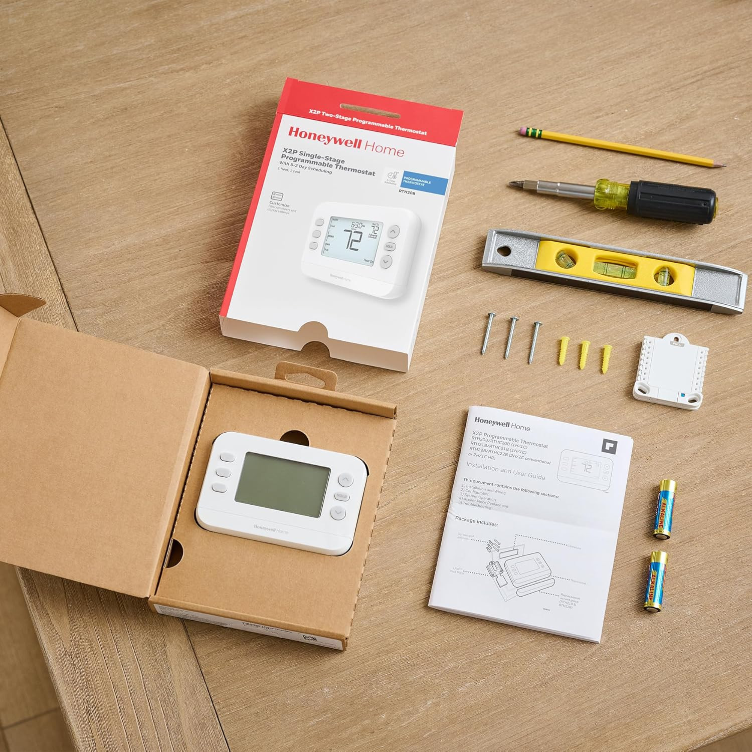 New! Programmable Thermostat, Single-Stage, 1 Heat/1 Cool Compatibility, 5-2 Da