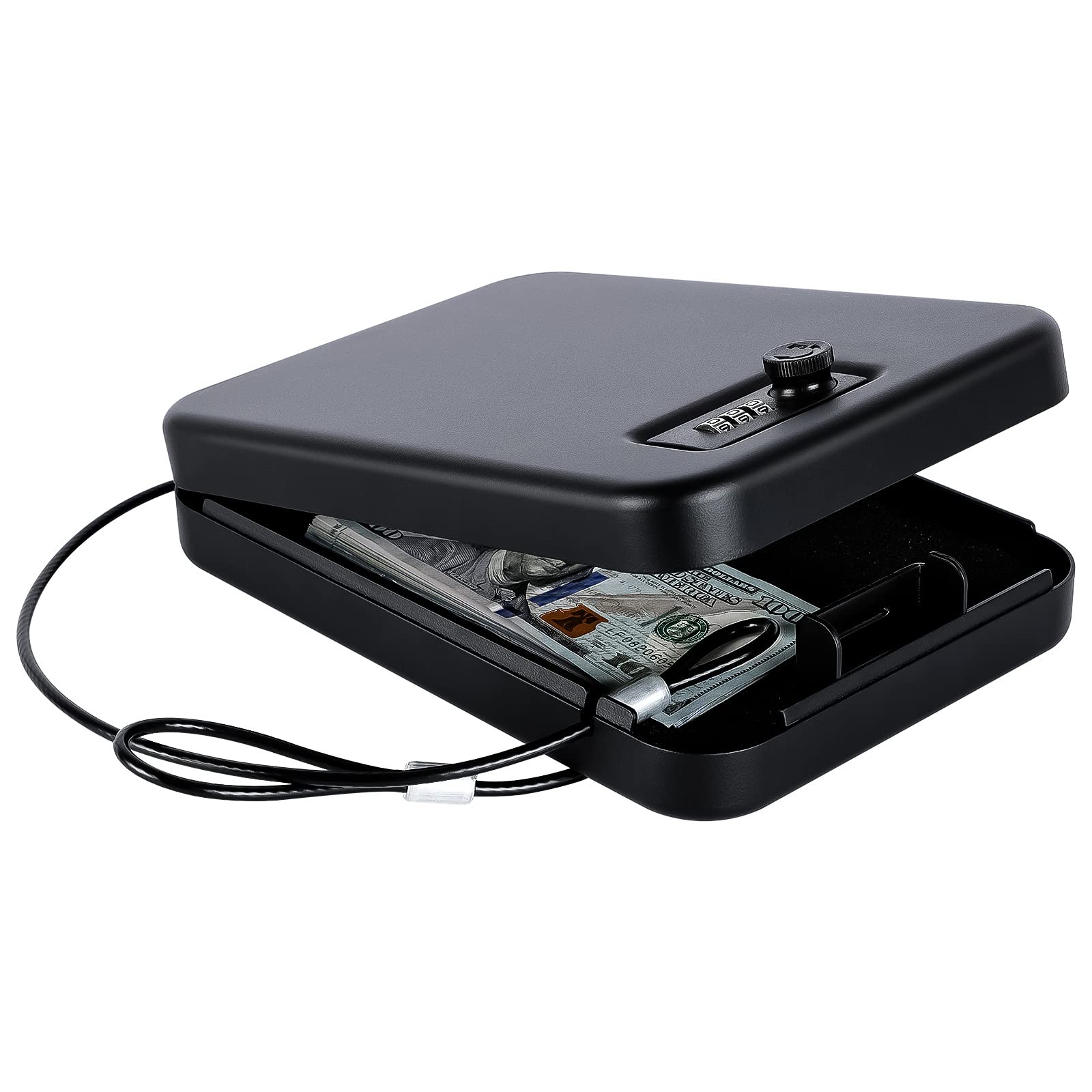 Dalmbox Portable Gun Safe for Pistols 9.4" x 6.4" x 1.8" (L x W x H), Black