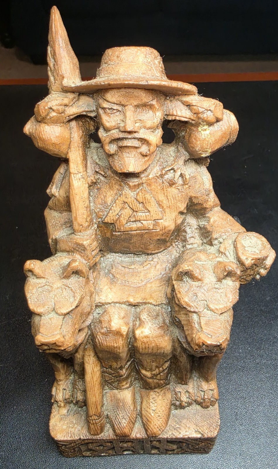 Norse Viking Odin Throne Statue Ravens Wolves Mythology Medieval Decor Display