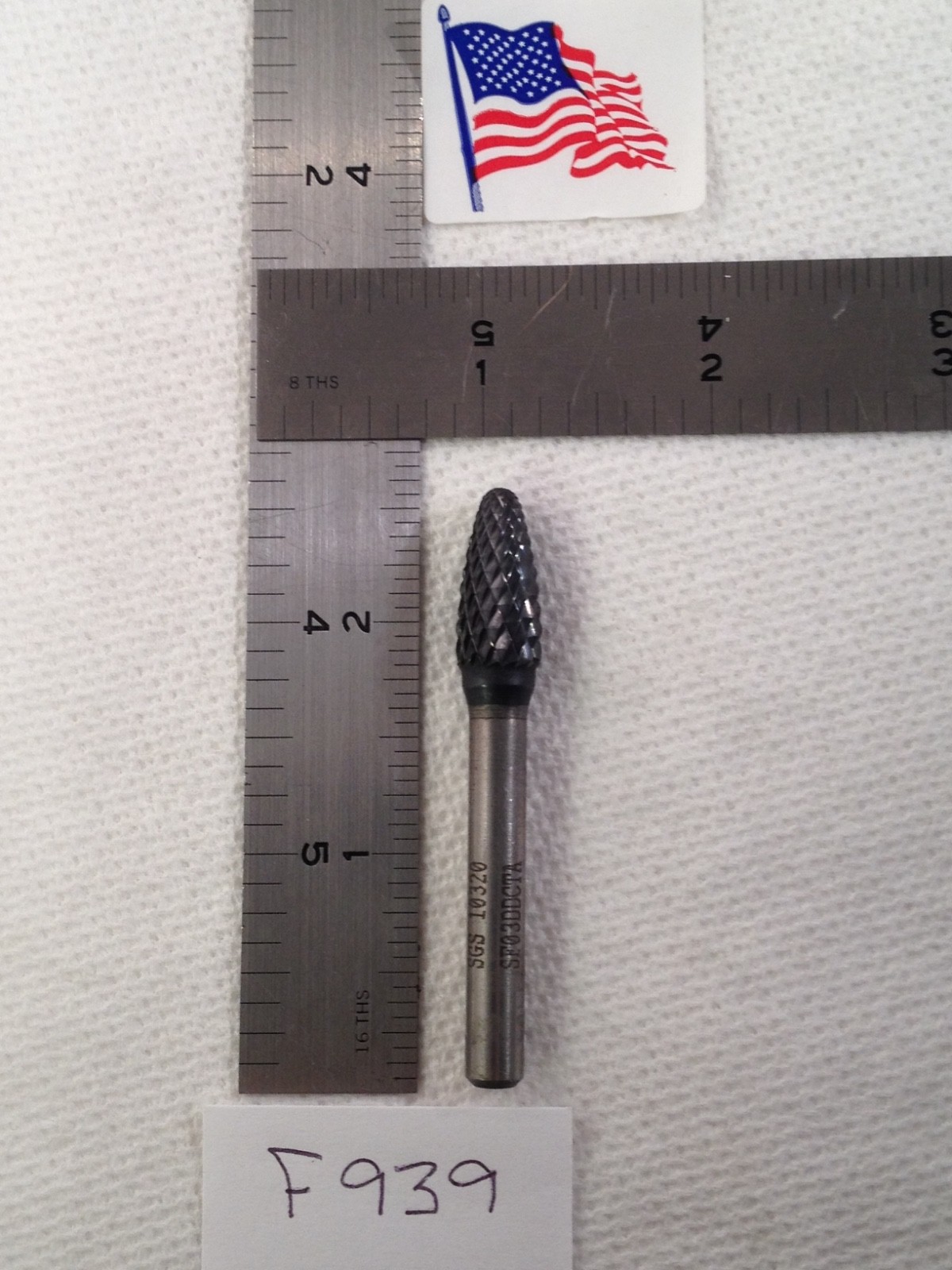 1 NEW SGS 1/4" SHANK CARBIDE BURR SF-3 DOUBLE CUT TREE RADIUS. TIALN CTD (F939)