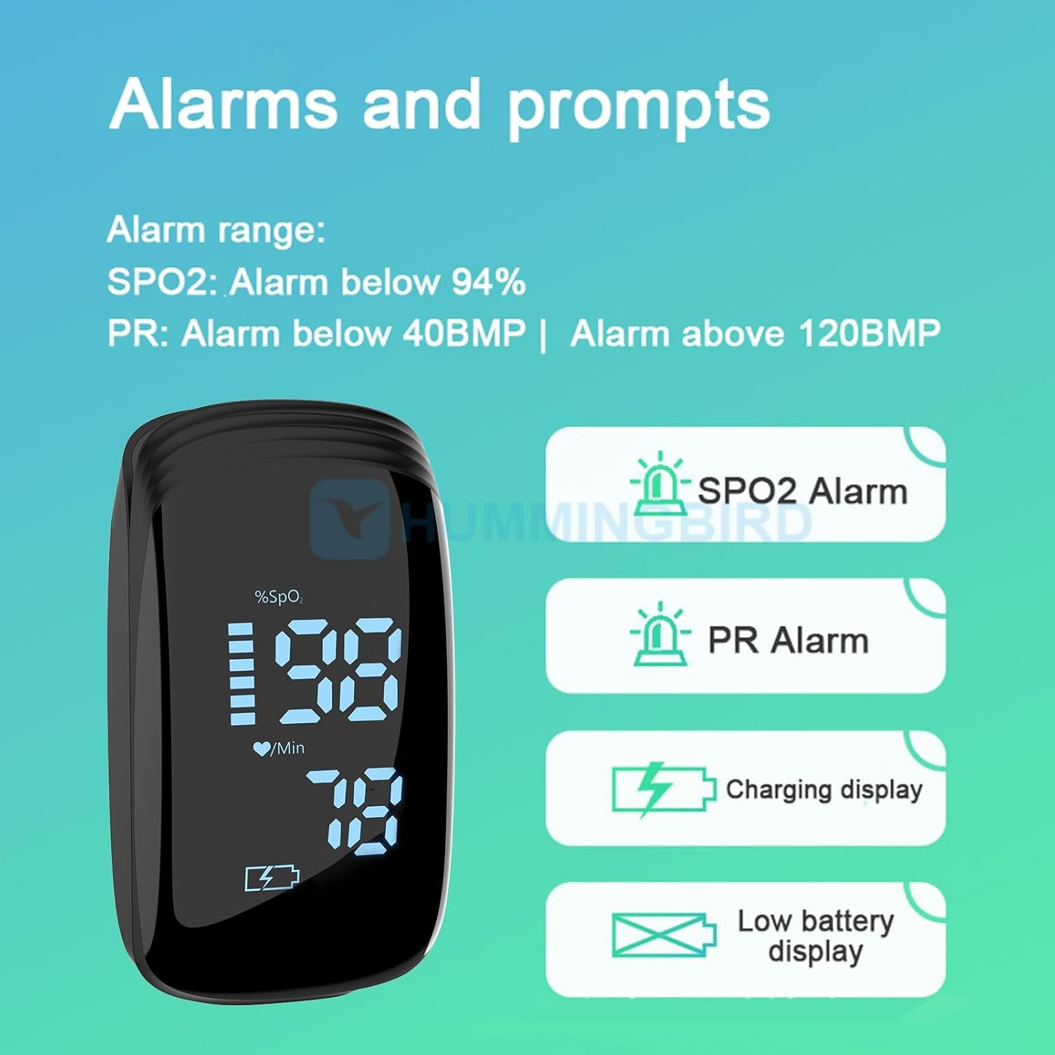 Pulse Oximeter Fingertip, Rechargeable, Oxygen Meter Black