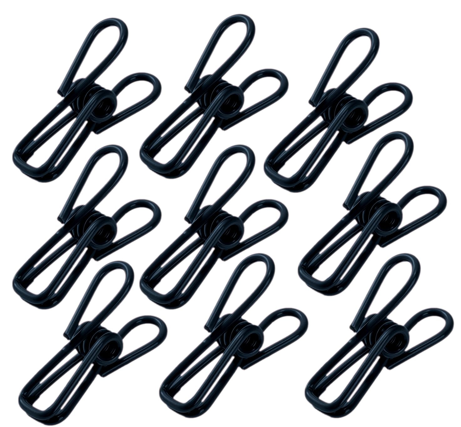 2 Inch Chip Clips Black,Steel Clothes Pins Utility PVC-Coated Steel Black
