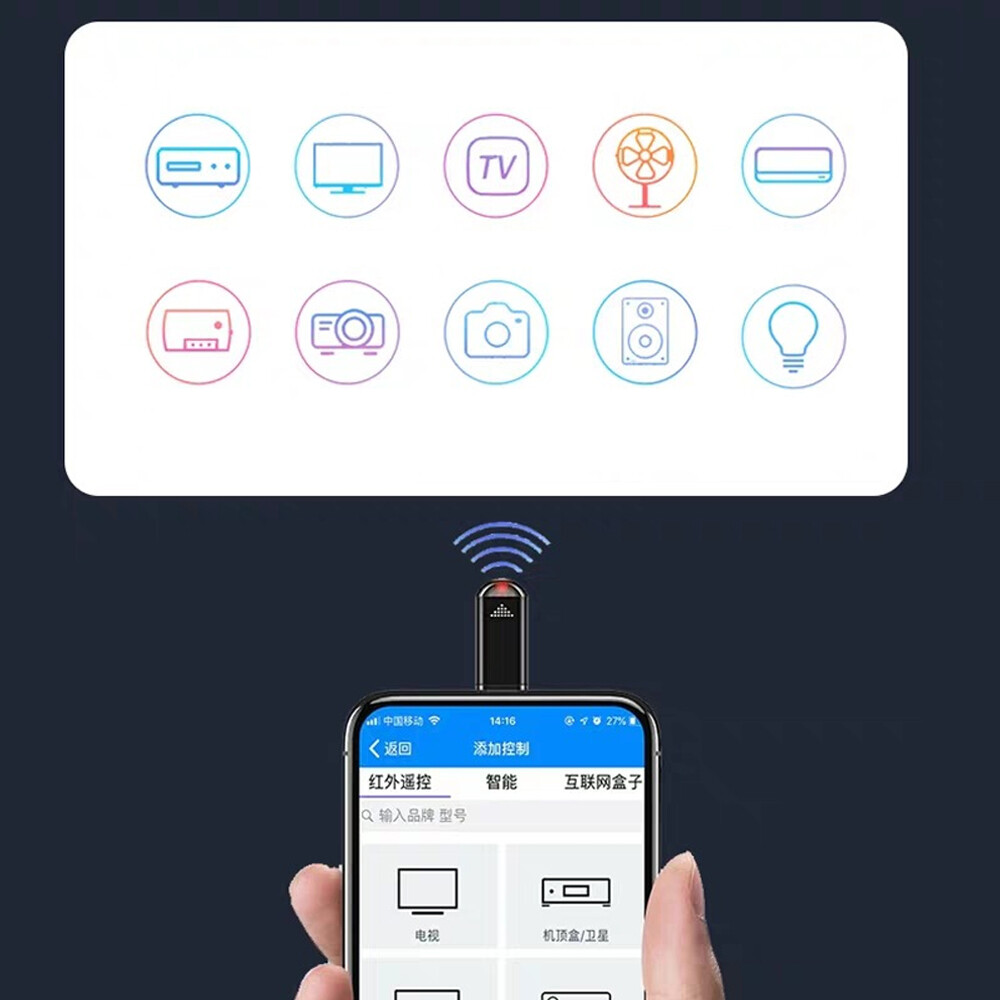 1Pc Phone Remote Control IR Blasters Type-C Smart Infrared App Control Adapter