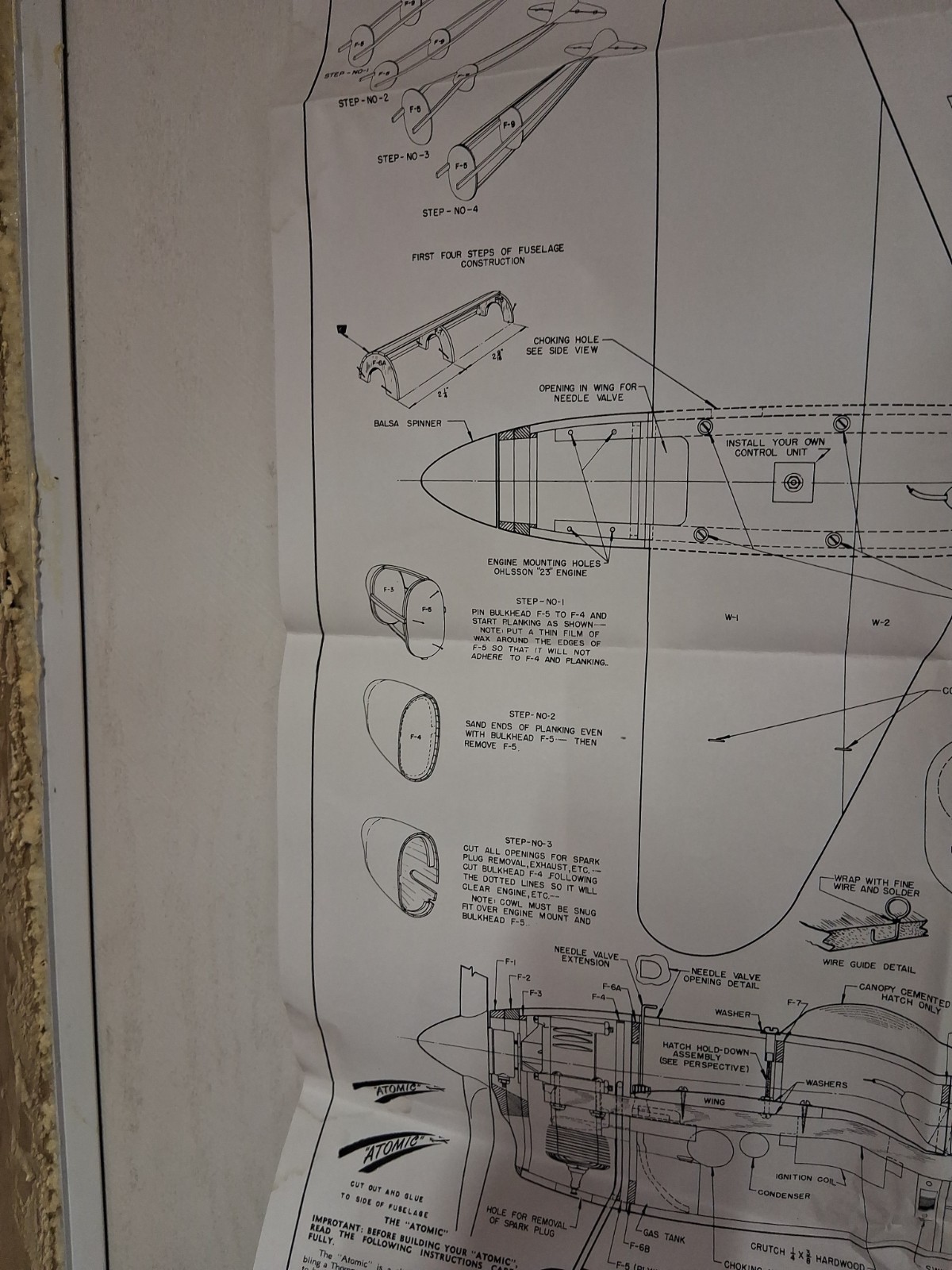 ATOMIC Control Line B Speed Balsa Airplane Plans Only Scientific Model Co