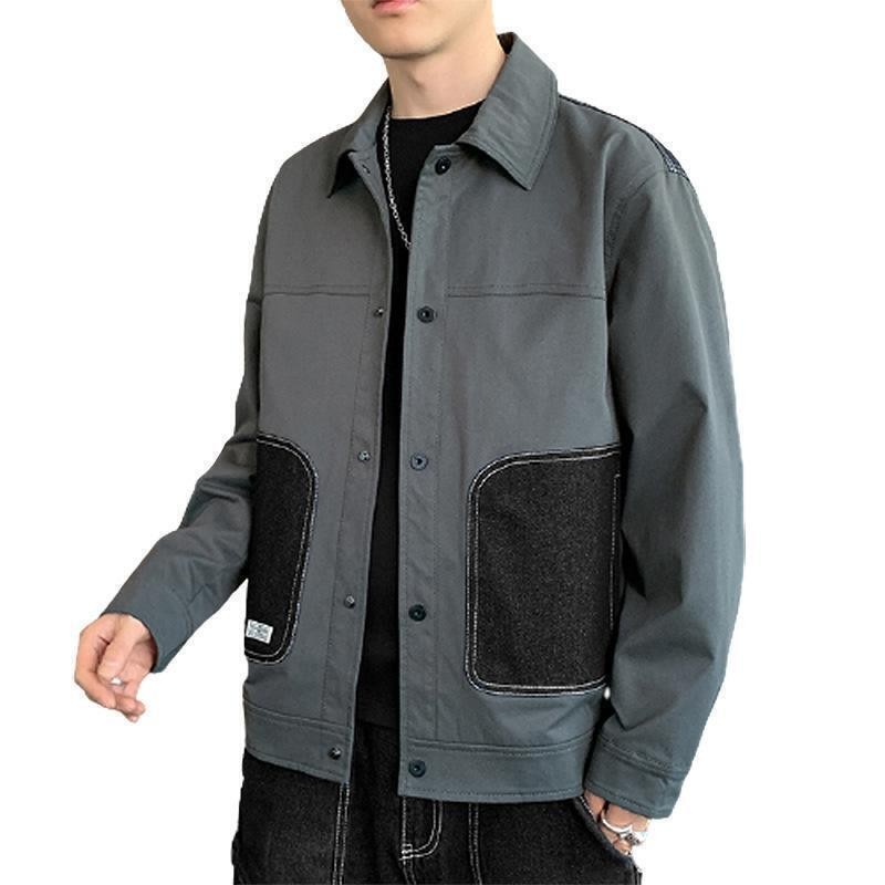 Men's Lapel Pocket Button Thin Jackets Slim Fit Coats Casual Outwear Spring Fall