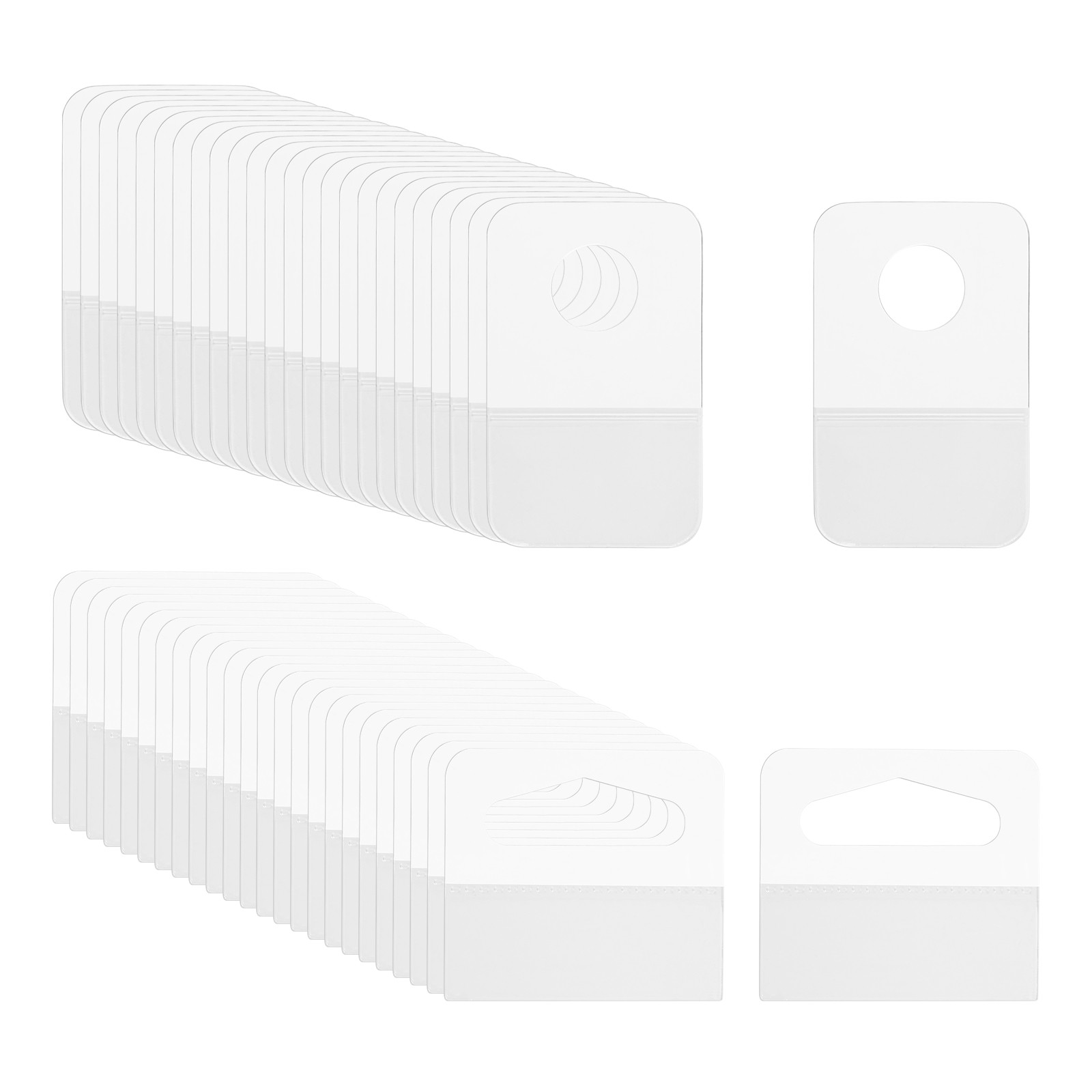 Hang Tabs 1x1.6 / 2x1.8 Inch, 120 Pcs Adhesive Hanging Tags, 2 Styles