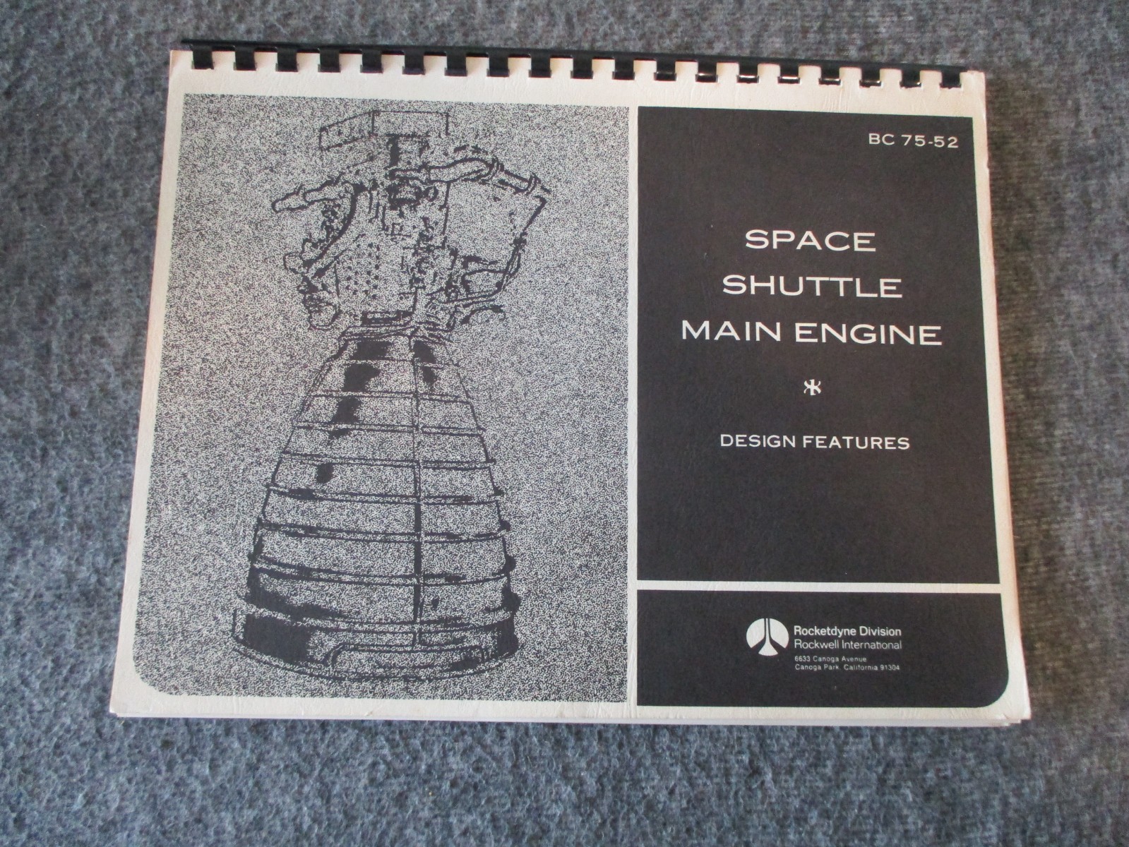 NASA/ROCKETDYNE SPACE SHUTTLE MAIN ENGINE "SSME" DESIGN FEATURES 1975 BOOK