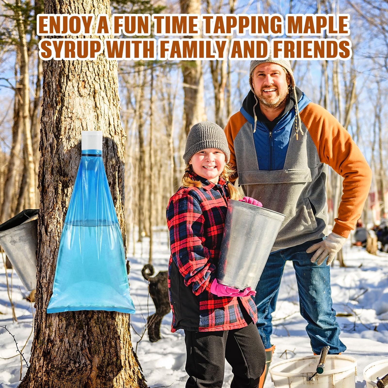 PullCrease 6 Maple Syrup Tapping Kit PVC Maple Sap Sack Holder, 3 Gallon Coll...