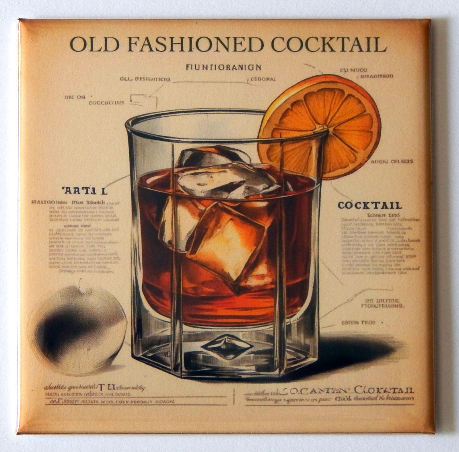 Old Fashioned Cocktail FRIDGE MAGNET sign advertisement "style C"