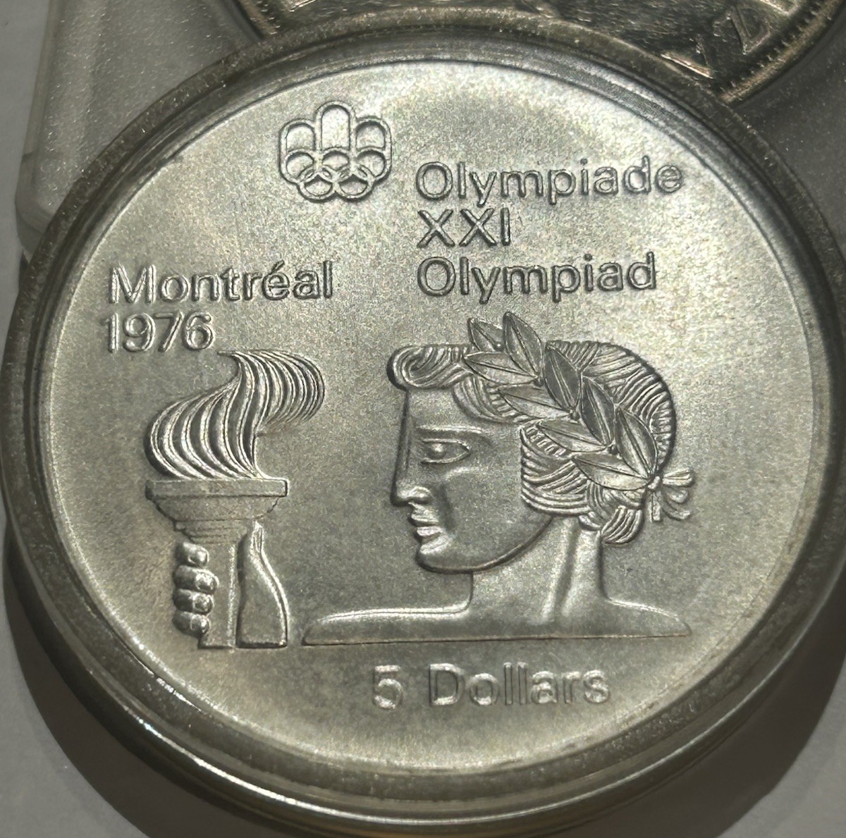 1974 Canada Montreal Olympiade XXI Games 5 Dollar ASW 0.7227 Oz BU In Capsule
