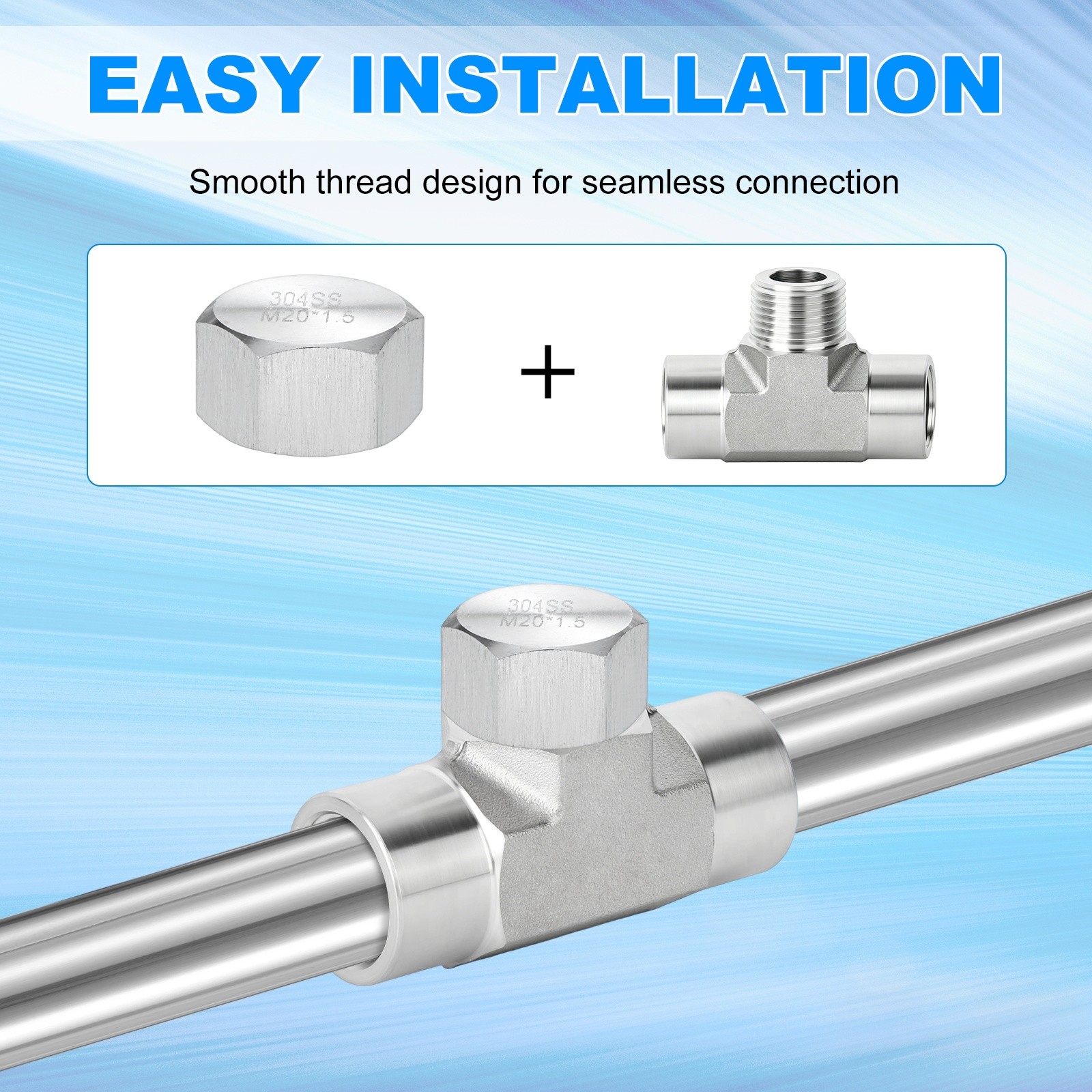 2-Pack Hex End Cap, M20*1.5 m Female Thread Pipe Fitting