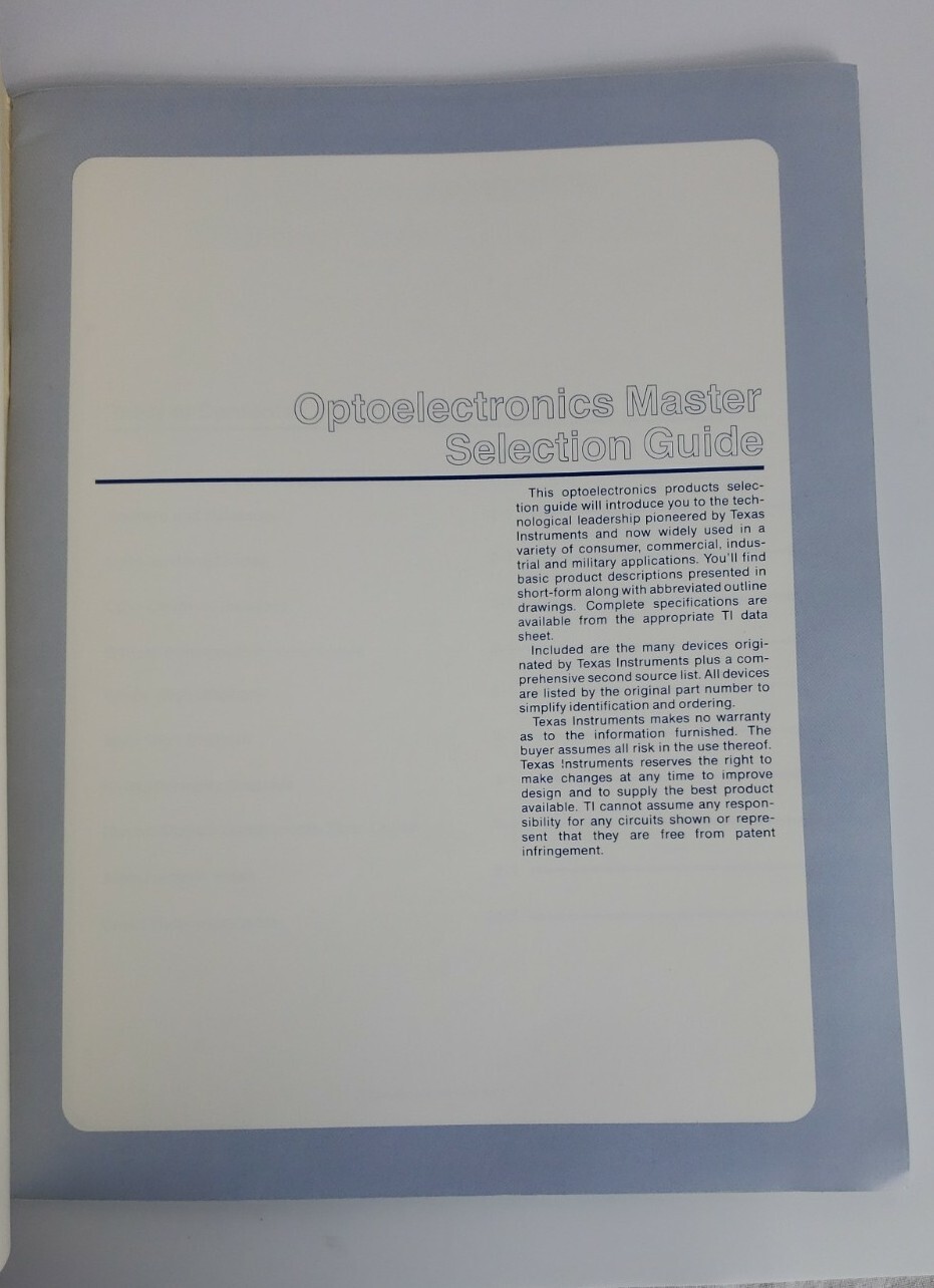 Texas Instruments Optoelectronics Master Selection Guide CL-346A Vintage 1981