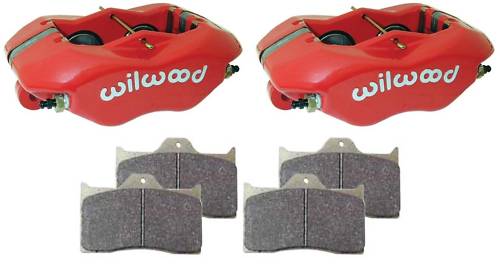 WILWOOD DYNALITE RED BRAKE CALIPERS & PADS,FDL,.81" ROTORS,1.75",DRAG RACING