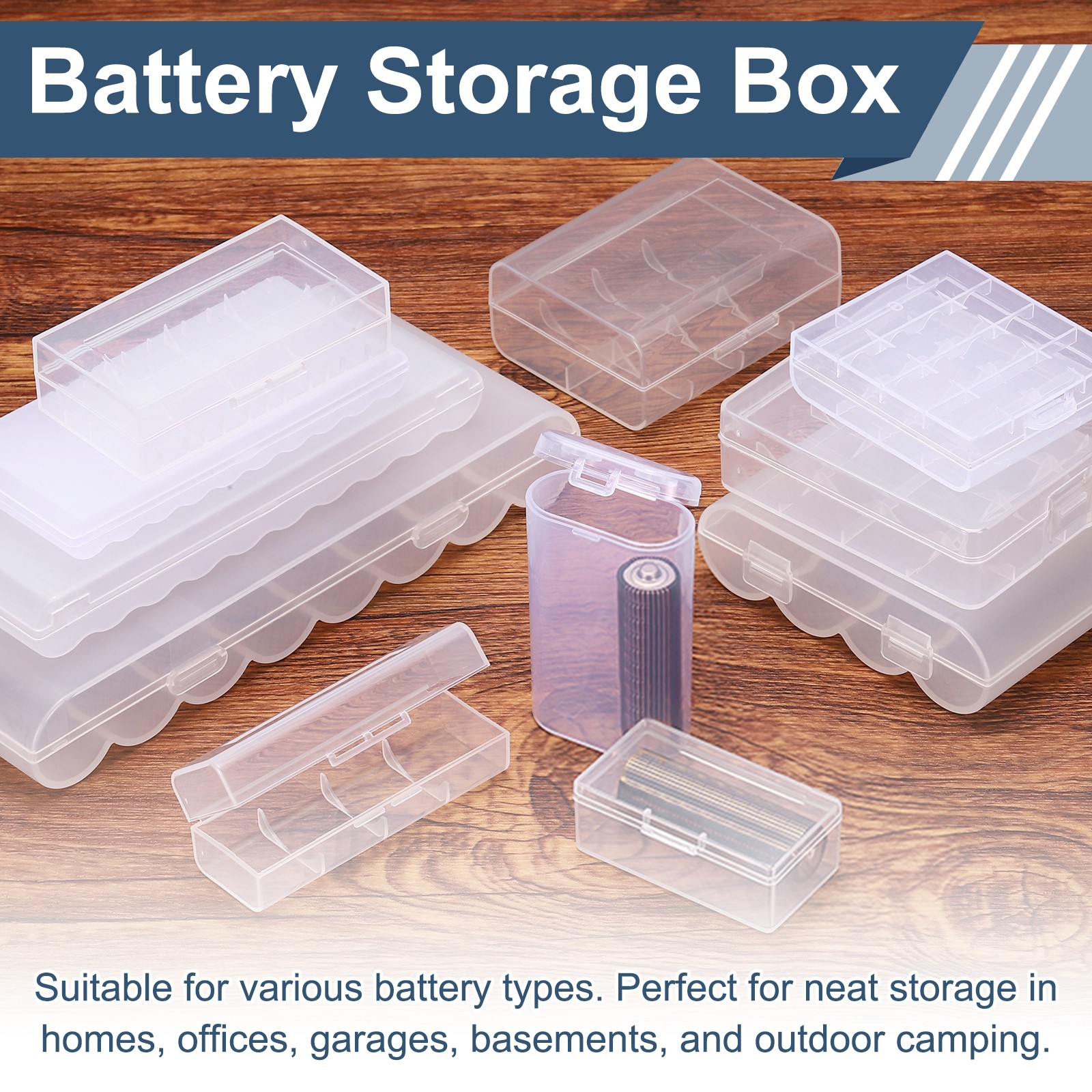Battery Organizer Storage Box, 10 x AA Batteries Clear Storage Case Holder 2Pcs