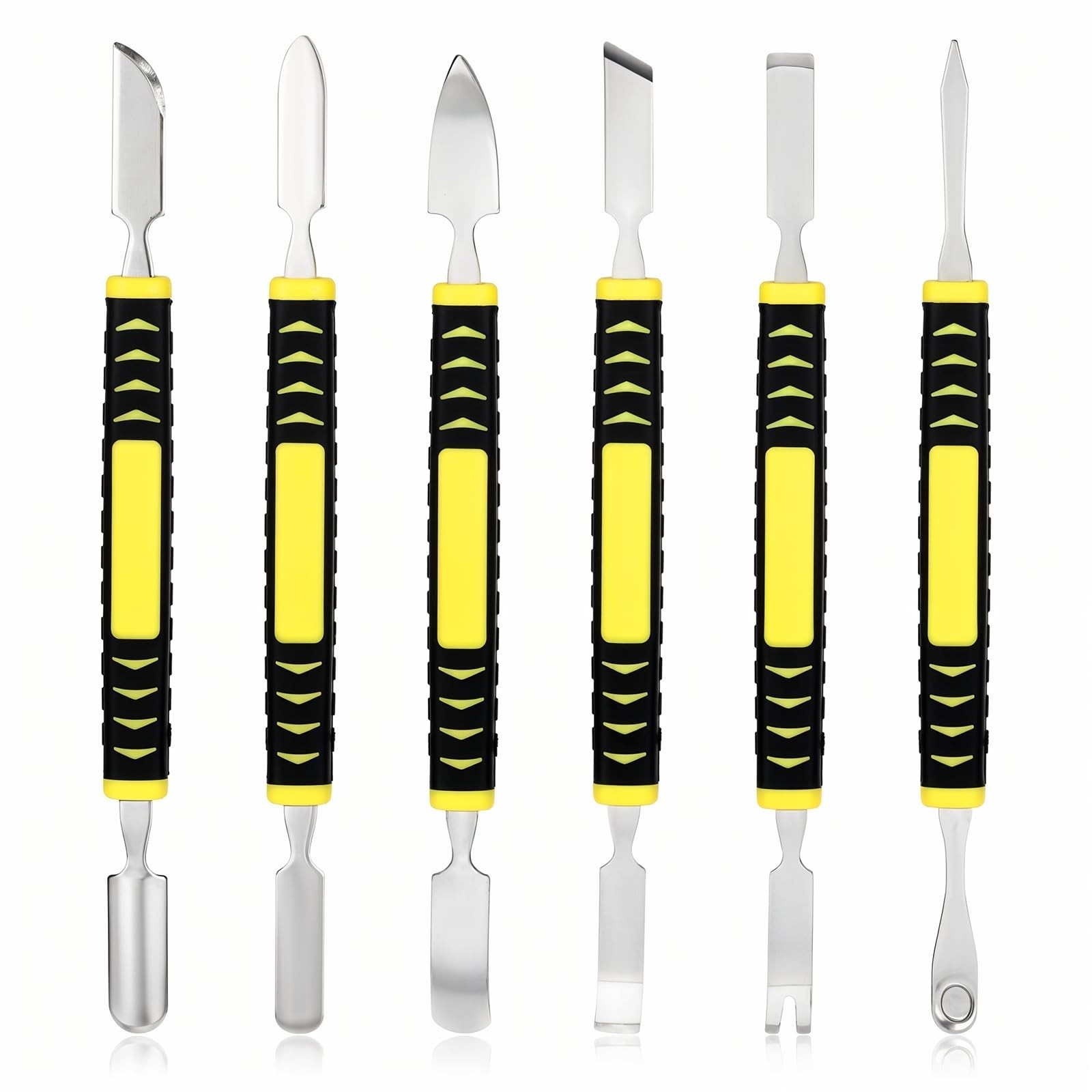 6 Piece Metal Mini Pry Bar Set, Mini Metal Spudger Tool, Non-Slip Handle Disa...