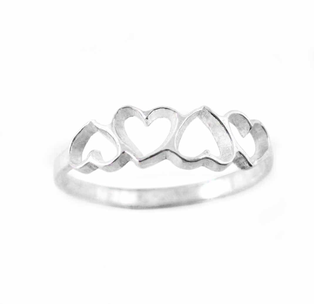 Sterling Silver Dainty Hearts Ring