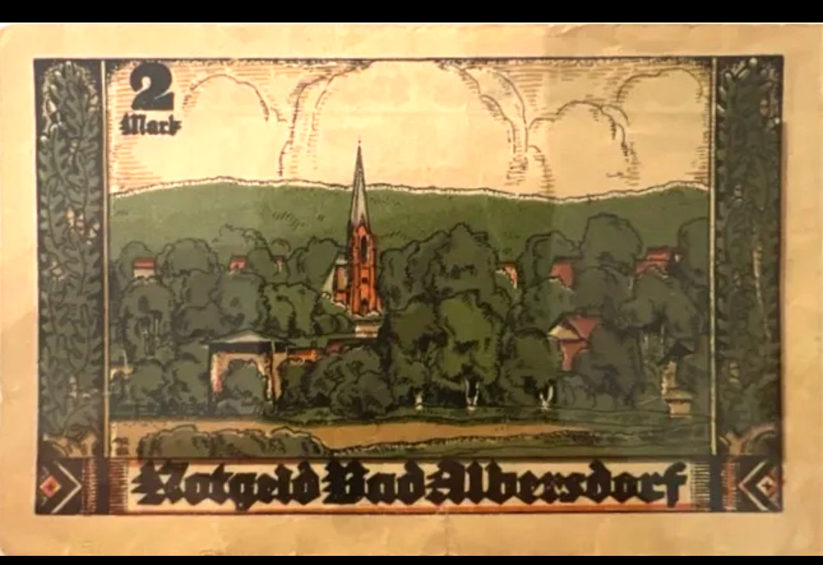 Municipality of Albersdorf in Holstein - 2 Mark, 1922, Serial #078190