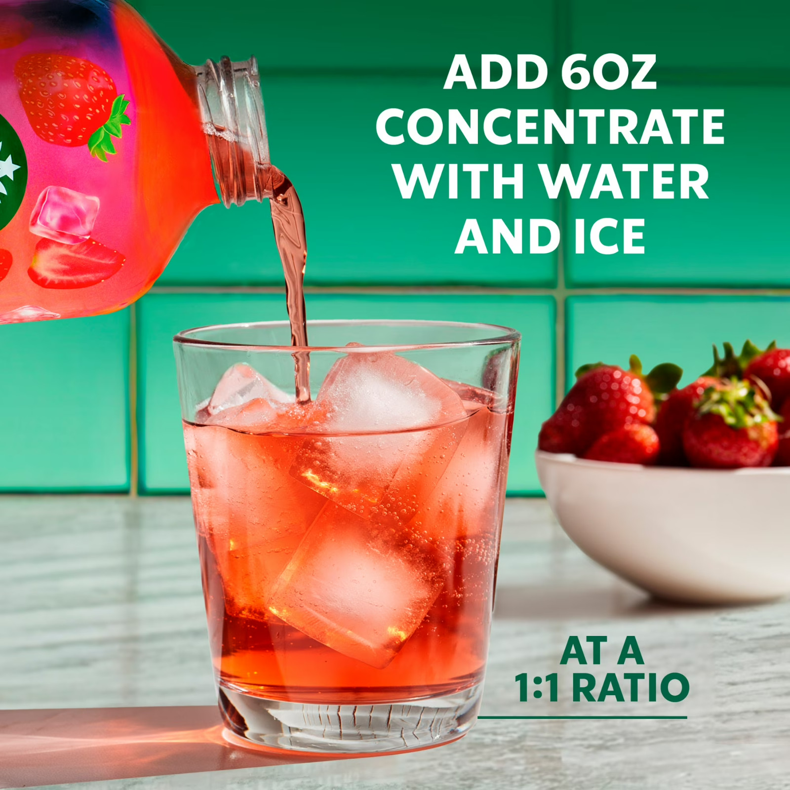 Starbucks Refreshers Concentrate Strawberry Acai, Refreshing Drink, Cold 32fl oz