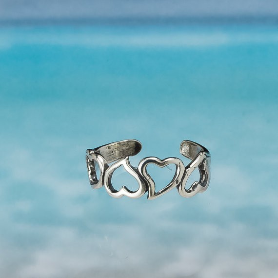 Real Sterling Silver Heart Cutout  Adjustable open band ring