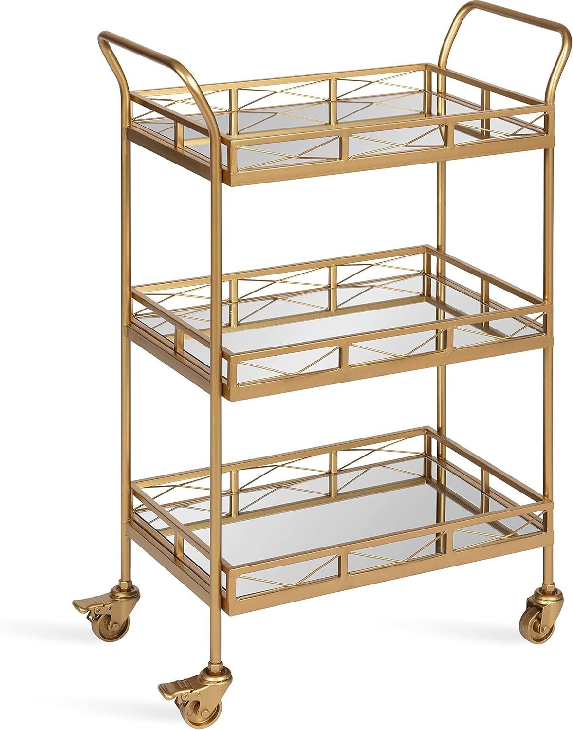 Glamorous Gold Metal Bar Cart - 3 Tier Display & Storage, 23x13x34 Inches