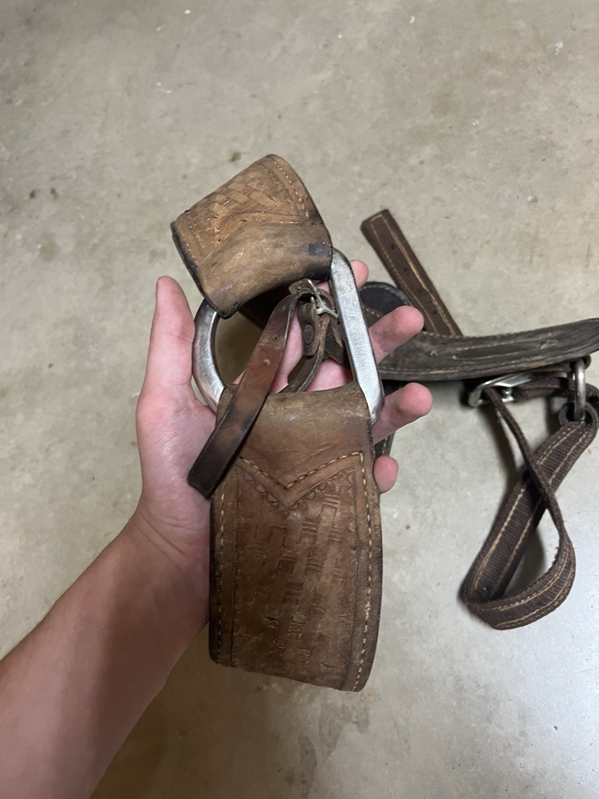 Western Horse Breast Collar Tooled Leather Basketweave Pattern Tack